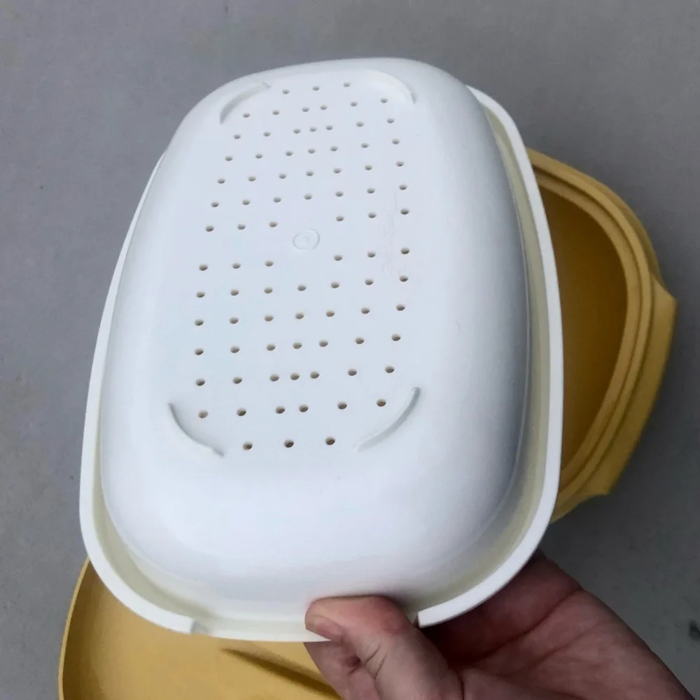Vintage Tupperware Microwave Steamer Set 3 Piece Harvest Gold Yellow